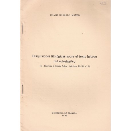 DISQUISICIONES FILOSOFICAS SOBRE EL TEXTO HEBREO DEL ECLESIASTICO